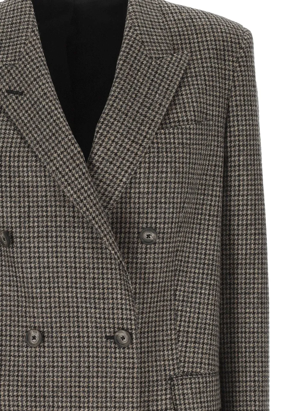 Tagliatore Jasmine Double-breasted Blazer In Houndstooth Wool In Brown