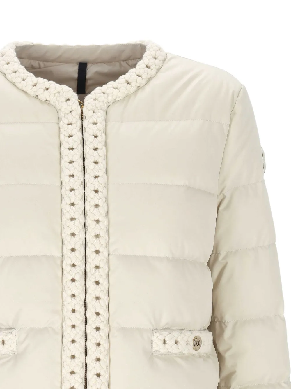 Moncler Gewatteerd jack met gevlochten afwerking Beige