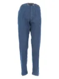 White Sand buckle-fastening cotton straight-leg trousers - Blue