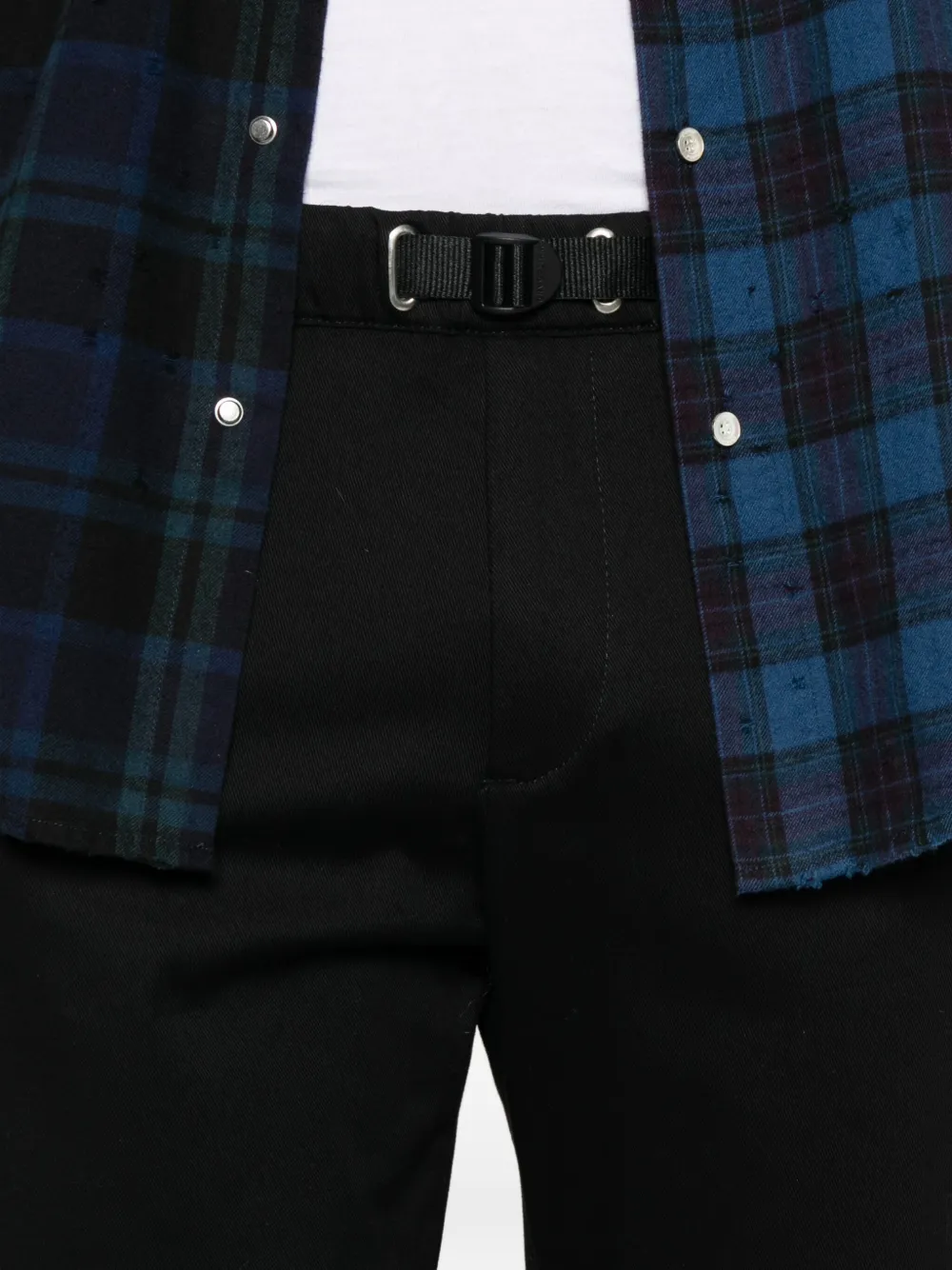 White Sand Greg broek met trekkoordtaille Zwart