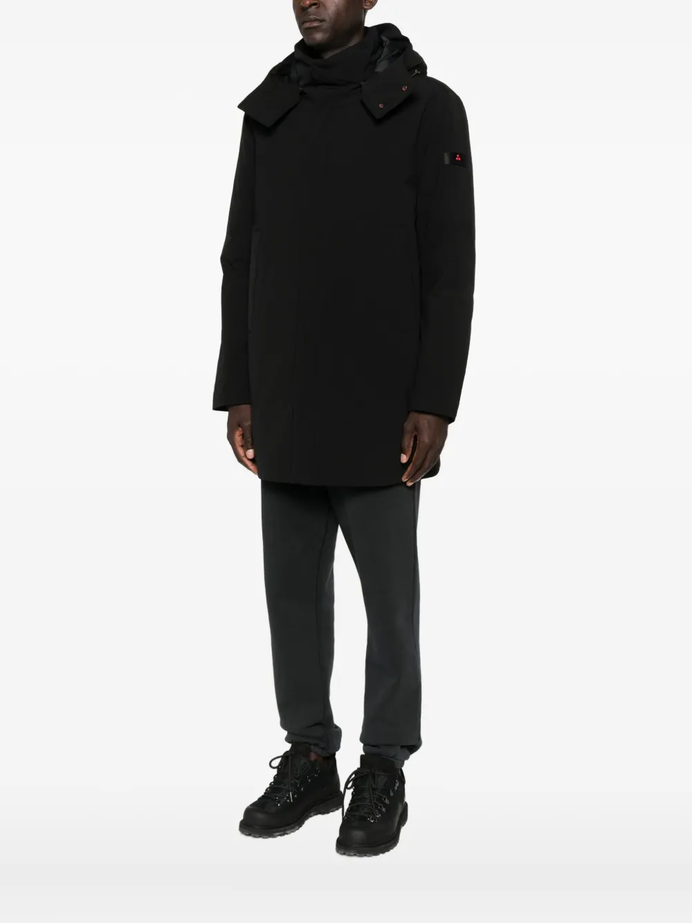 Peuterey Stand-collar Hooded Coat In Black