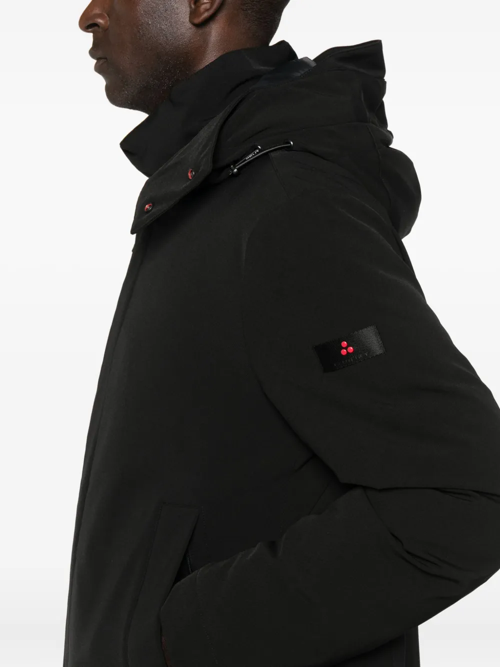 Peuterey Stand-collar Hooded Coat In Black