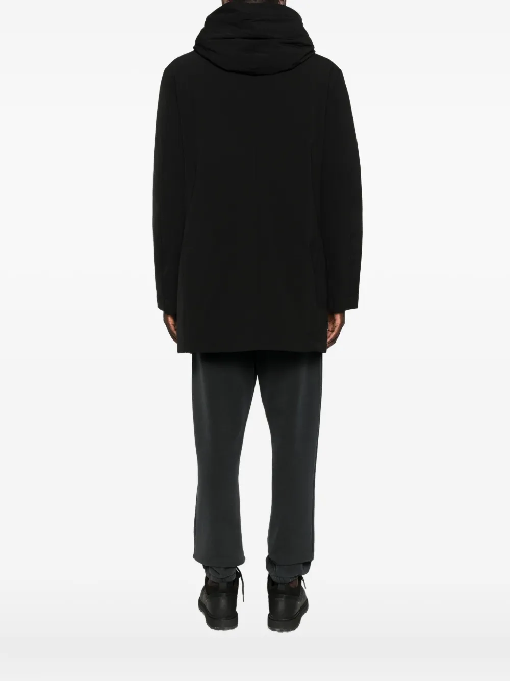 Peuterey Stand-collar Hooded Coat In Black