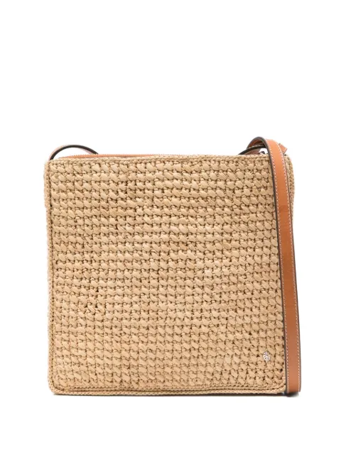 Helen Kaminski raffia leather-trimmed shoulder bag