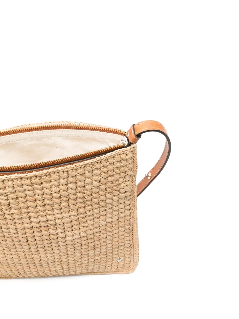 Helen Kaminski Raffia Leather-trimmed Shoulder Bag In Neutral