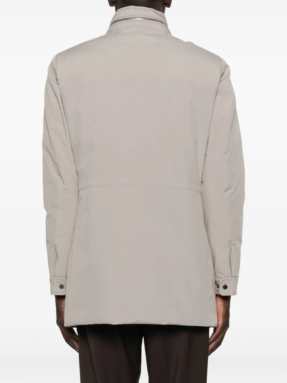 Moorer High-neck Buttoned Coat In Neutral