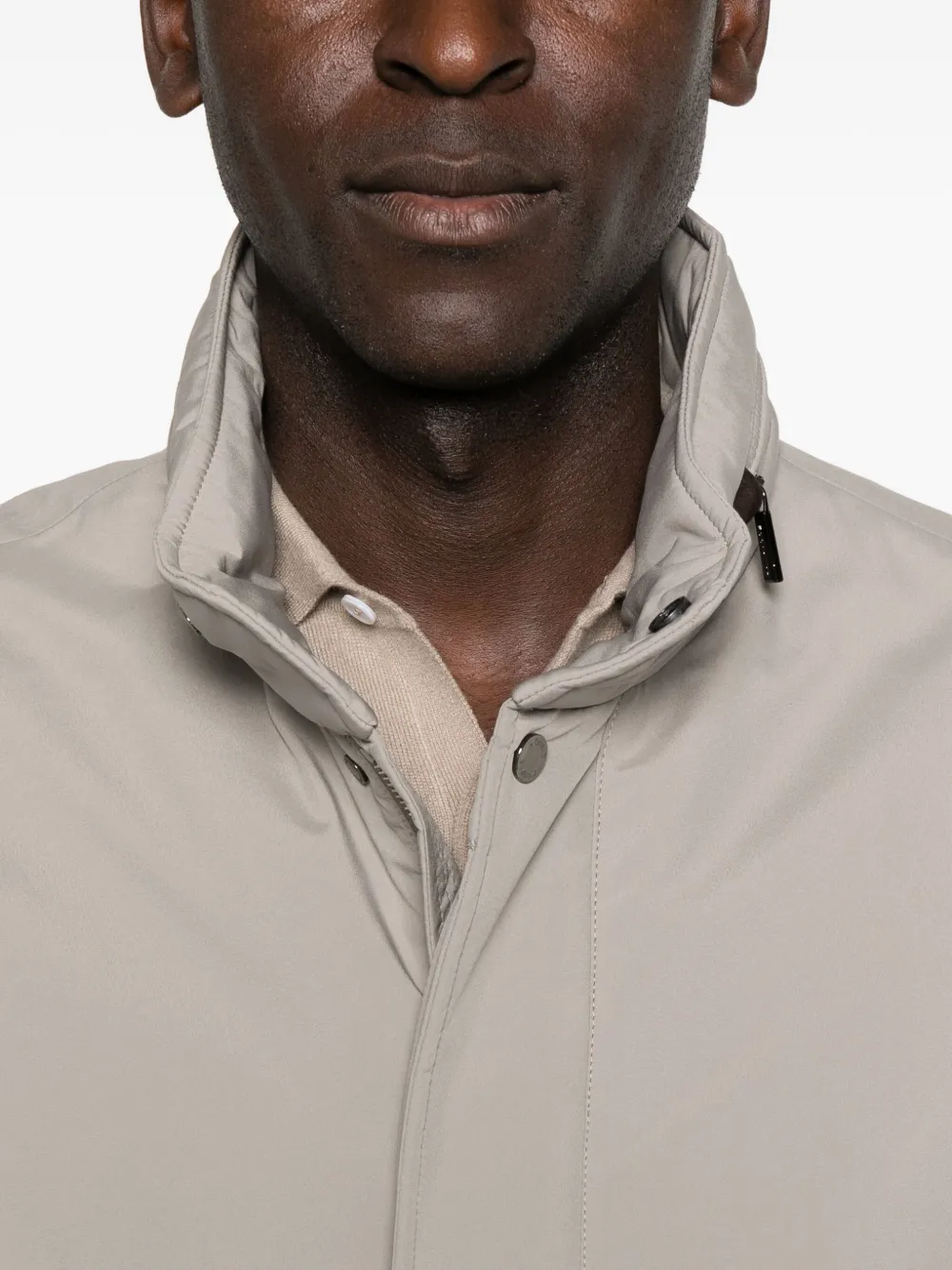 Moorer High-neck Buttoned Coat In Neutral