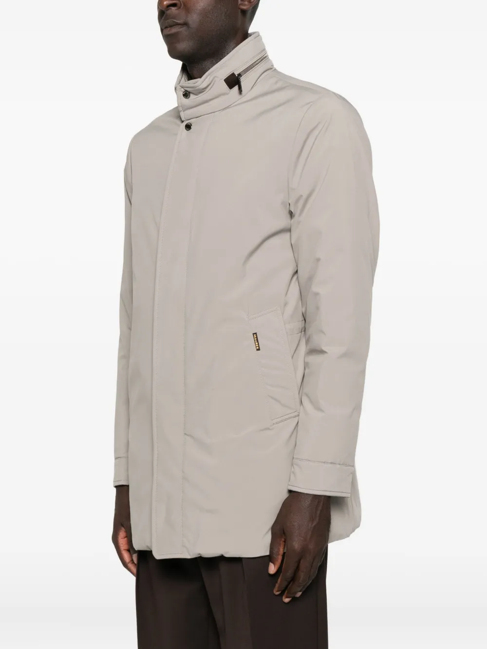 Moorer High-neck Buttoned Coat In Neutral