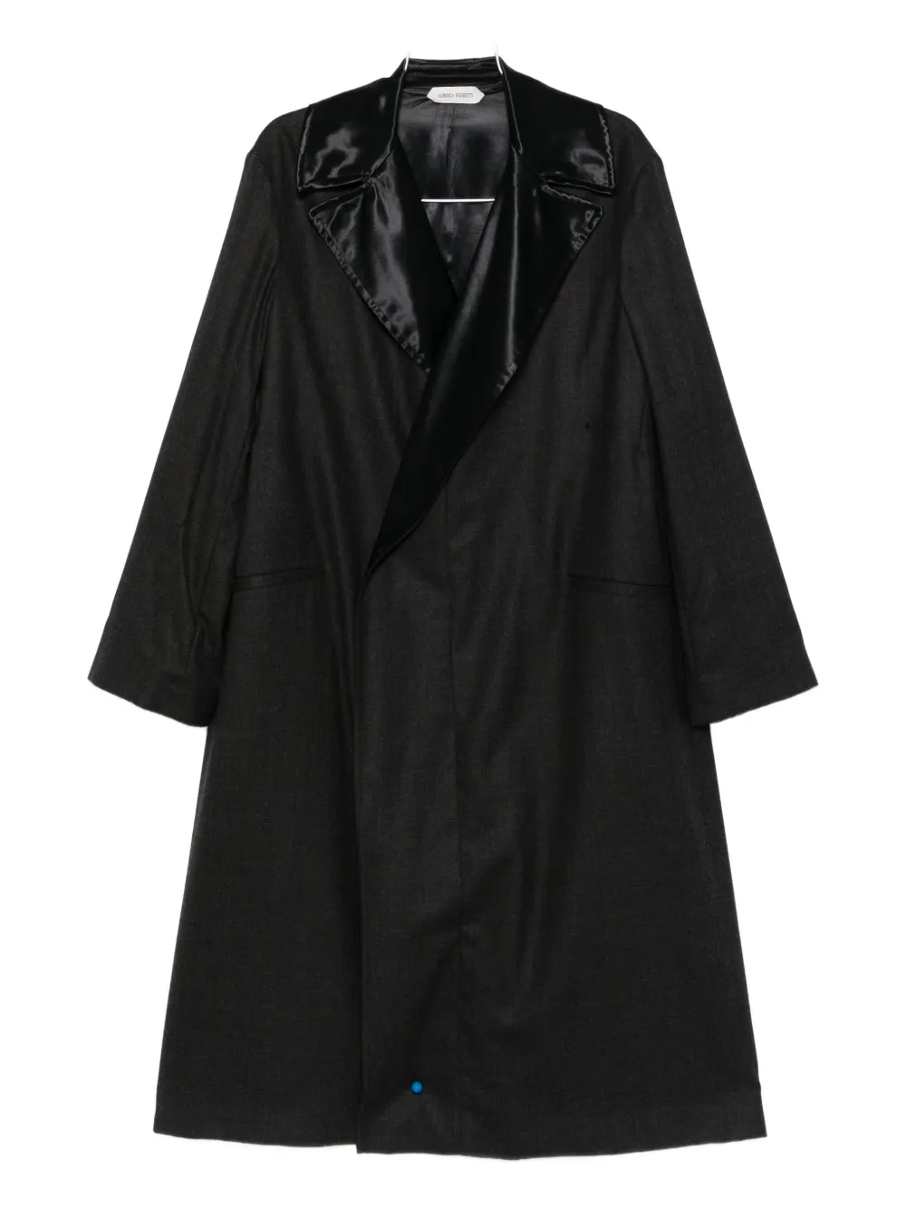 Alberta Ferretti Satin-lapels Wool Coat In Brown