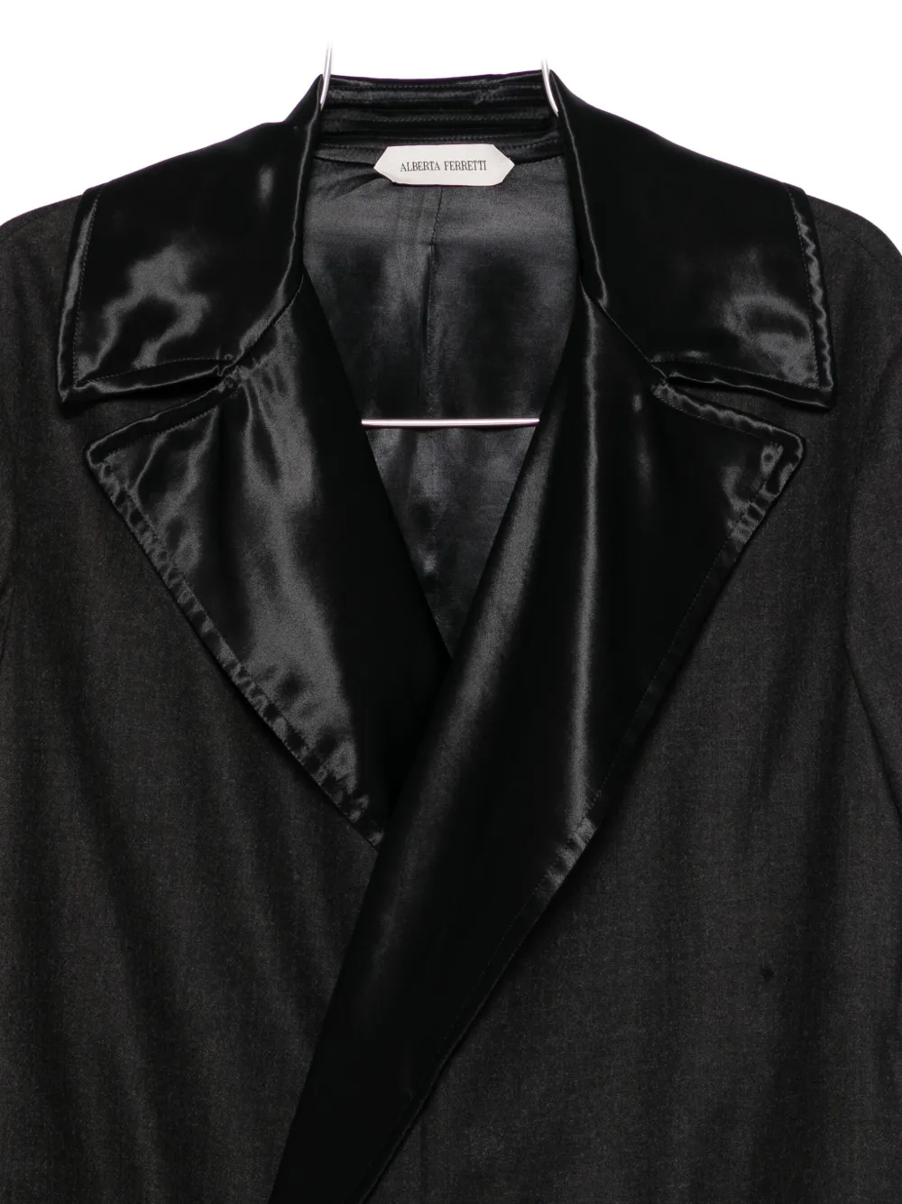 Alberta Ferretti Satin-lapels Wool Coat In Brown