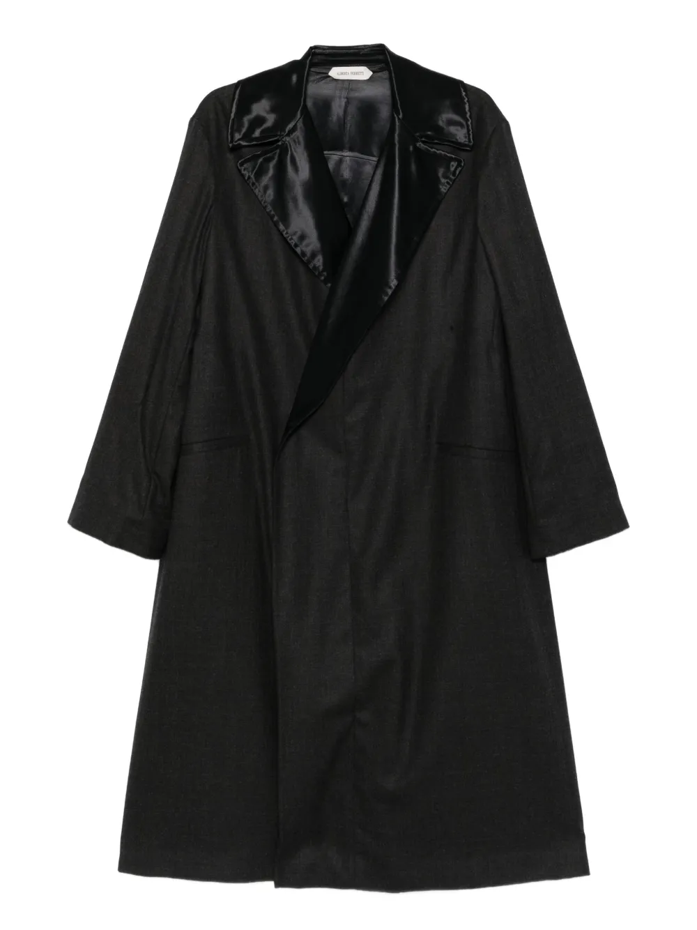 satin-lapels wool coat