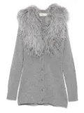 Blumarine feather-trimmed wool cardigan - Grey