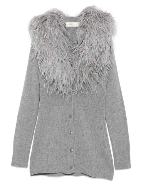 Blumarine feather-trimmed wool cardigan
