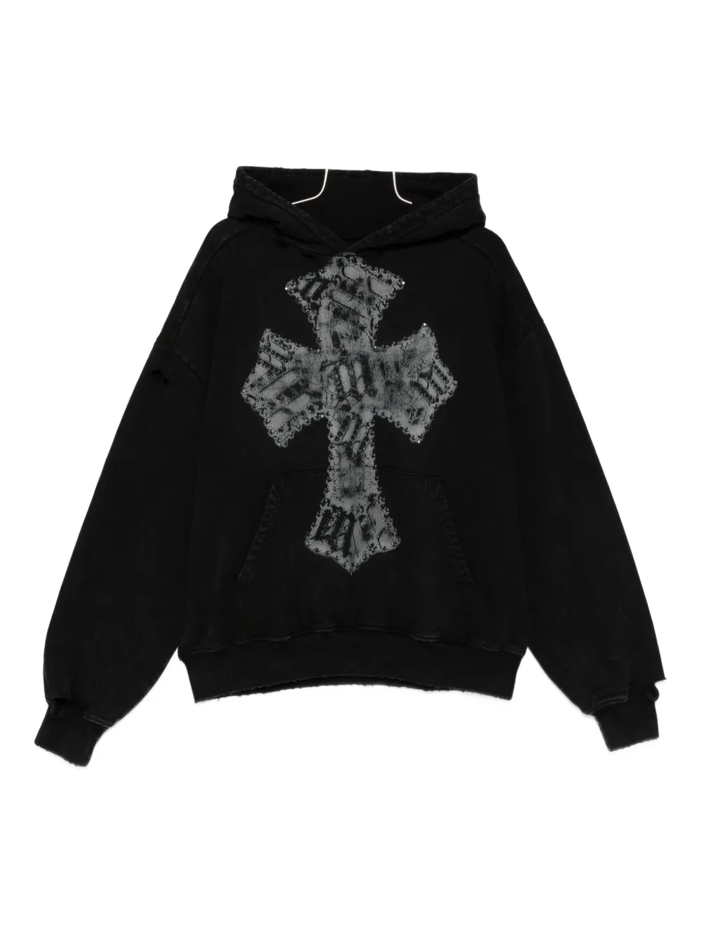 MISBHV cross-appliqué cotton hoodie - Black