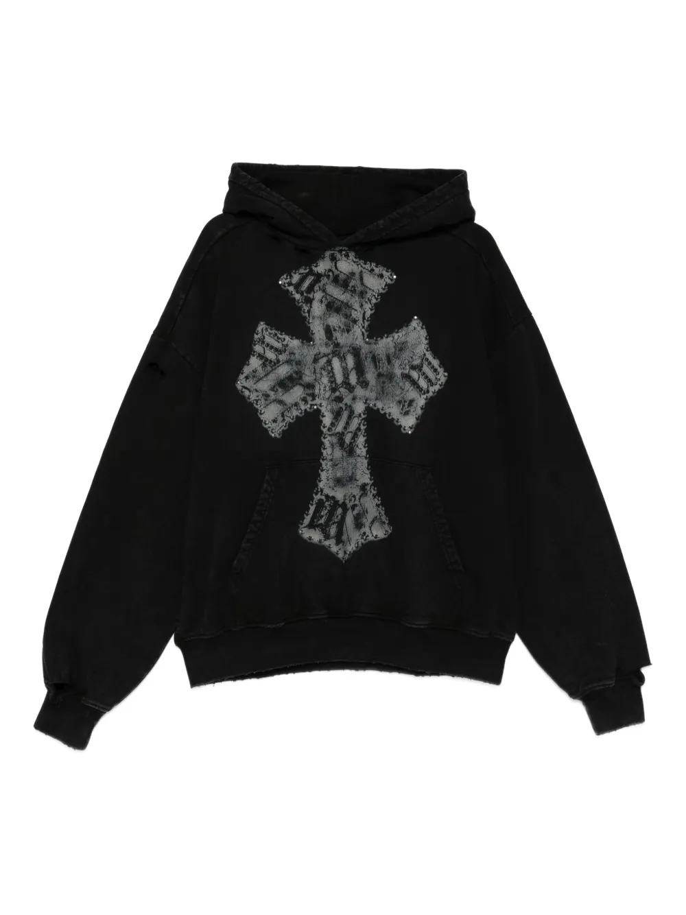 MISBHV cross-appliqué cotton hoodie - Black