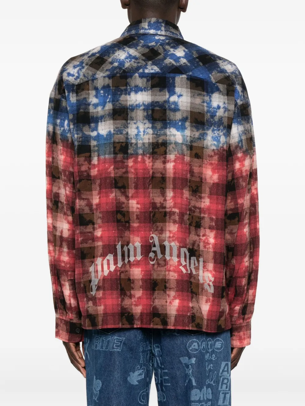 Palm Angels Plaid Print Shirt In Multi