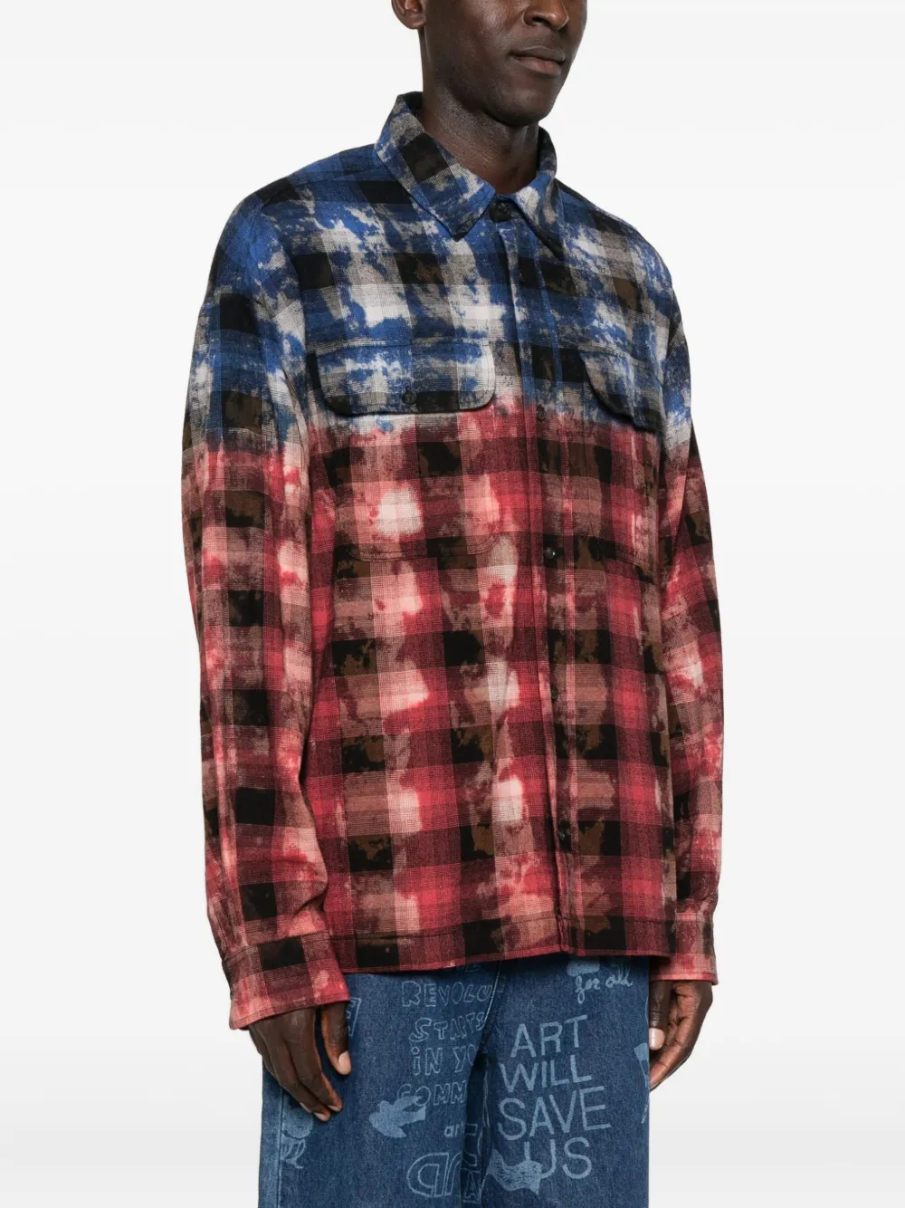 Palm Angels Plaid Print Shirt In Multi