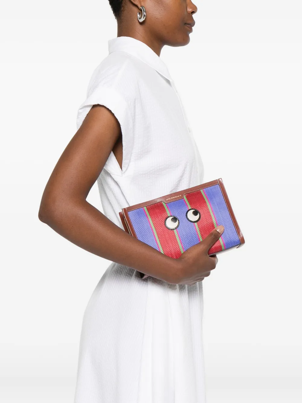 Anya Hindmarch striped eye clutch bag - Rood