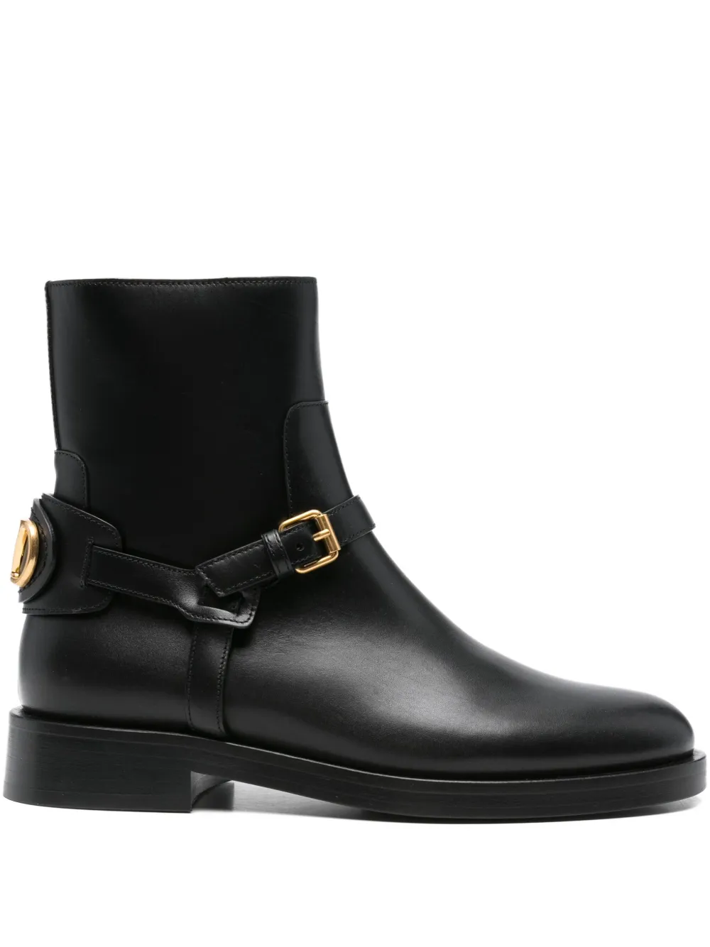 Valentino Garavani buckle-strap leather boots Black