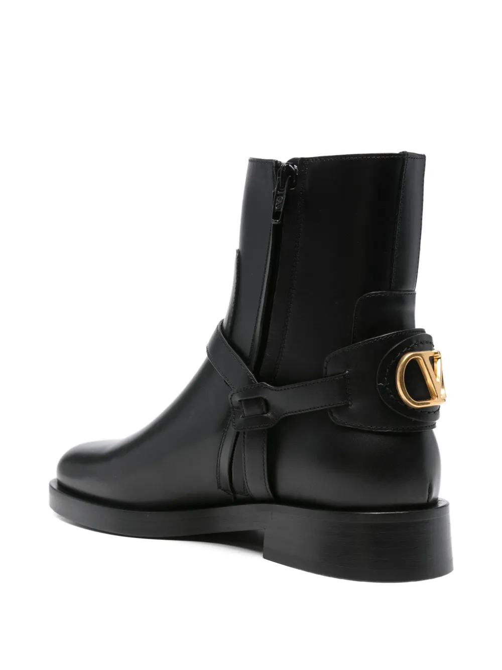 Valentino Garavani buckle-strap leather boots Black