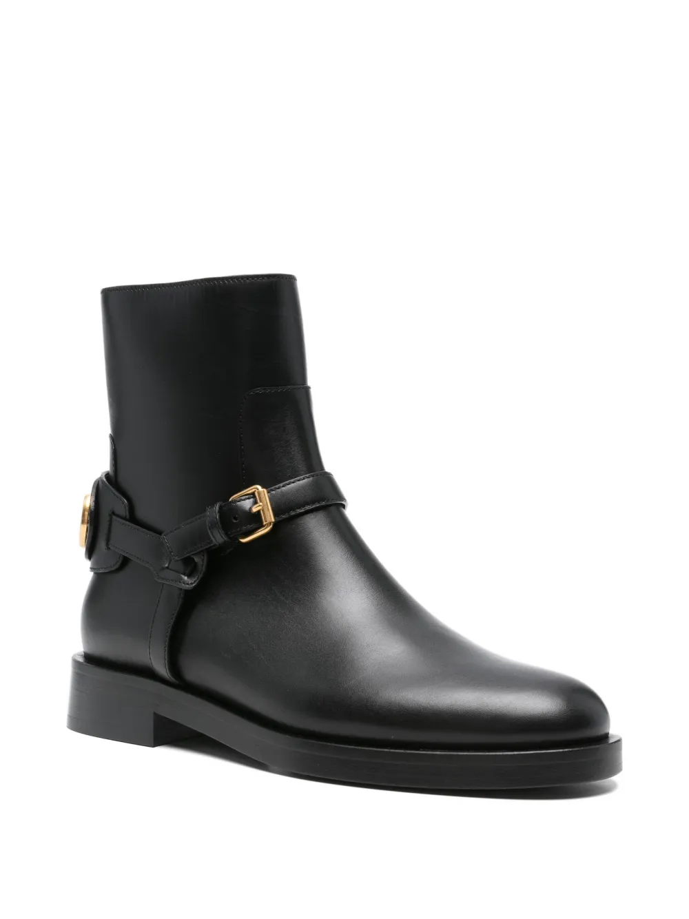 Valentino Garavani buckle-strap leather boots Black