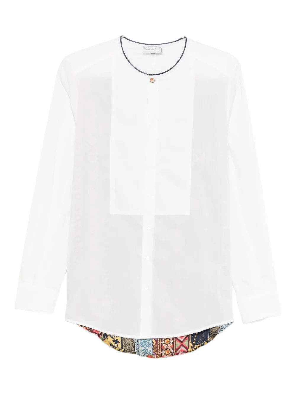 Pierre-louis Mascia Patterned-insert Long-sleeve Shirt In White