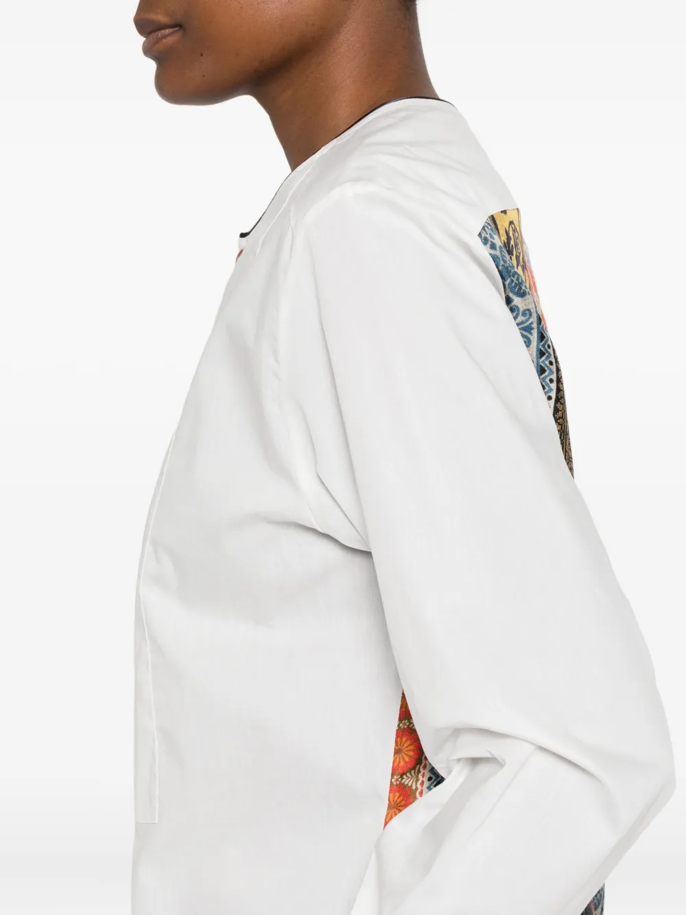 Pierre-louis Mascia Patterned-insert Long-sleeve Shirt In White