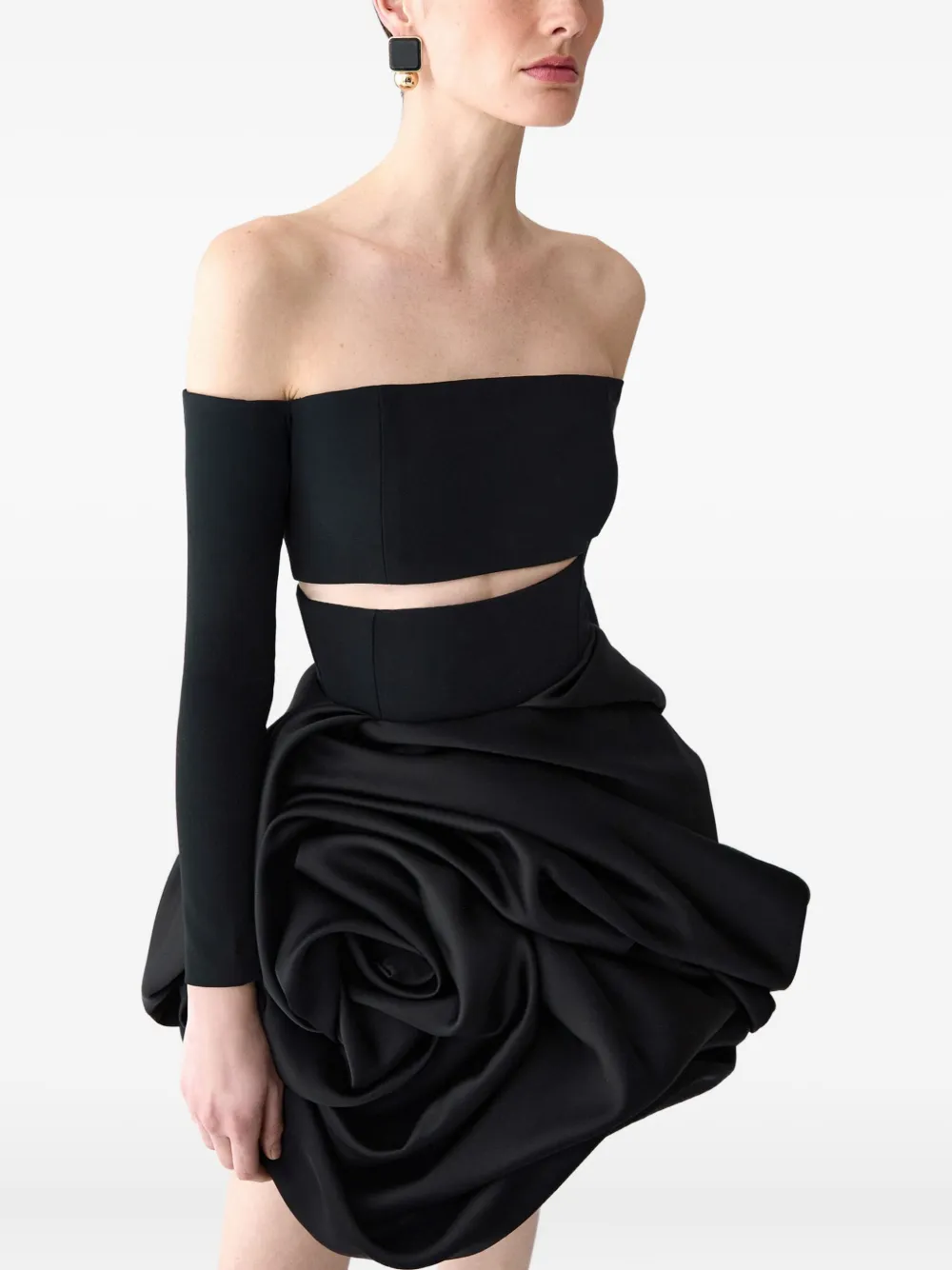 Carolina Herrera Off-shoulder Dress Featuring Structured Silhouette In Black