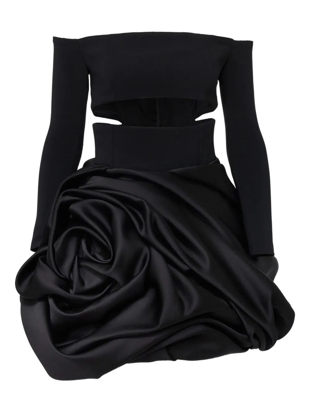 Carolina Herrera Rose-shaped Off-shoulder Mini Evening Dress In Black
