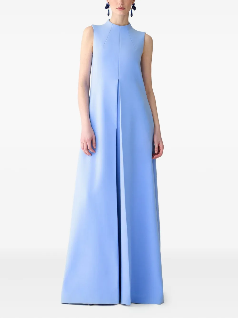 Carolina Herrera box-pleat gown Blauw