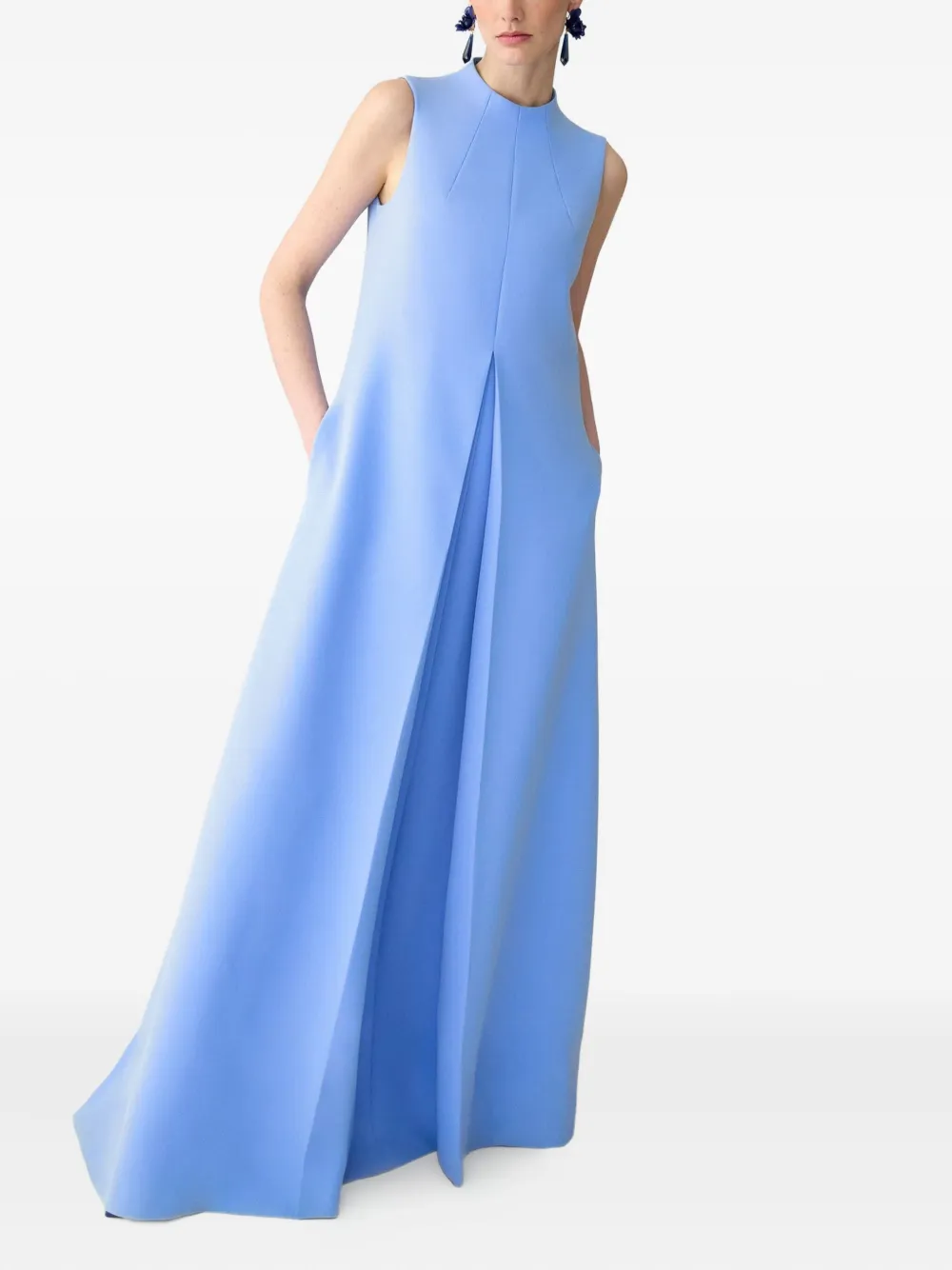 Carolina Herrera box-pleat gown Blauw