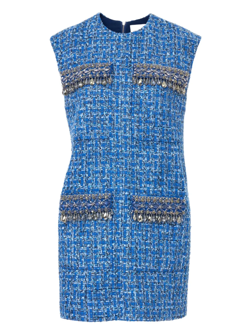 Carolina Herrera crystal-embellished tweed mini dress | Blue | Image 1