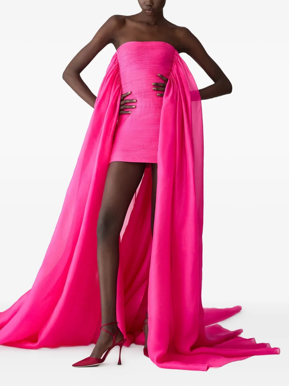 Carolina Herrera Mini-jurk met organza-sleep - Roze