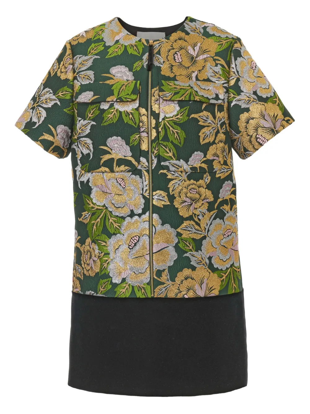 Carolina Herrera floral-jacquard velvet mini day dress Groen