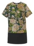 Carolina Herrera floral-jacquard velvet mini day dress - Green