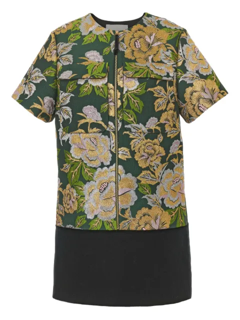 Carolina Herrera floral-jacquard velvet mini day dress