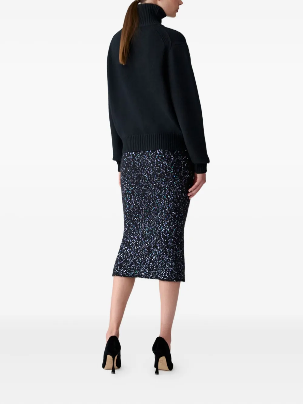 Carolina Herrera Sequin-embellished Pencil Skirt In Black