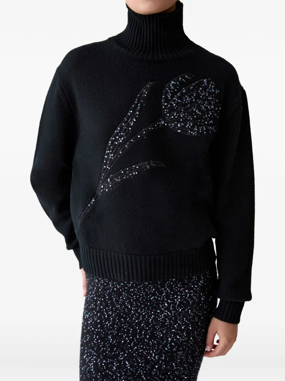 Carolina Herrera Sequin-embellished Pencil Skirt In Black