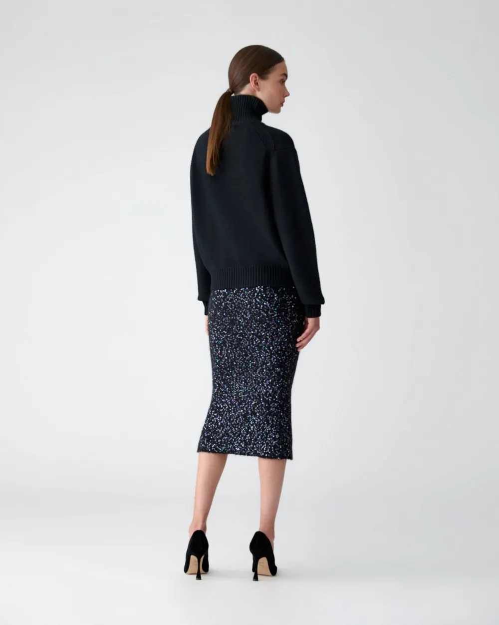 Carolina Herrera Sequin-embellished Turtleneck Sweater In Black