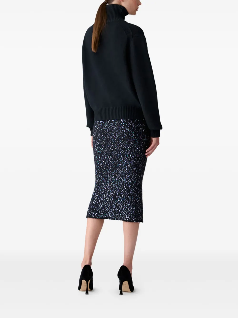 Carolina Herrera Coltrui verfraaid met pailletten Zwart