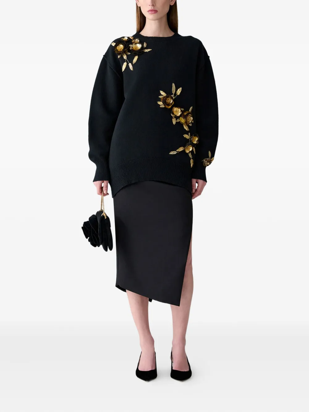 Carolina Herrera gathered asymmetric skirt Zwart