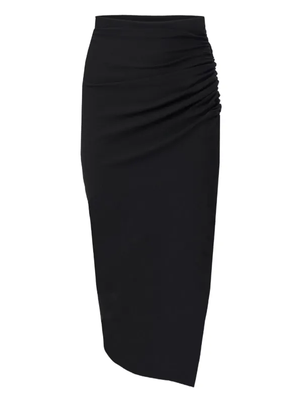 Carolina Herrera Gathered Asymmetric Skirt in Black