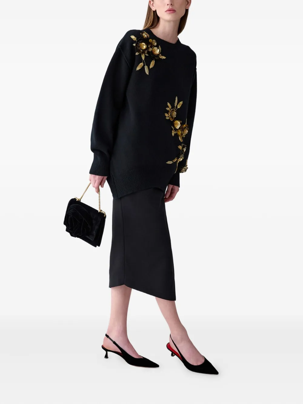 Carolina Herrera gathered asymmetric skirt Zwart