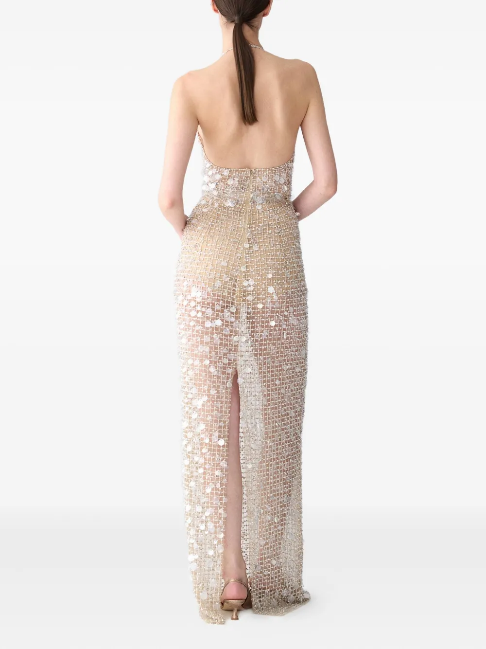 Carolina Herrera Sequin-embellished Halterneck Gown In Animal Print