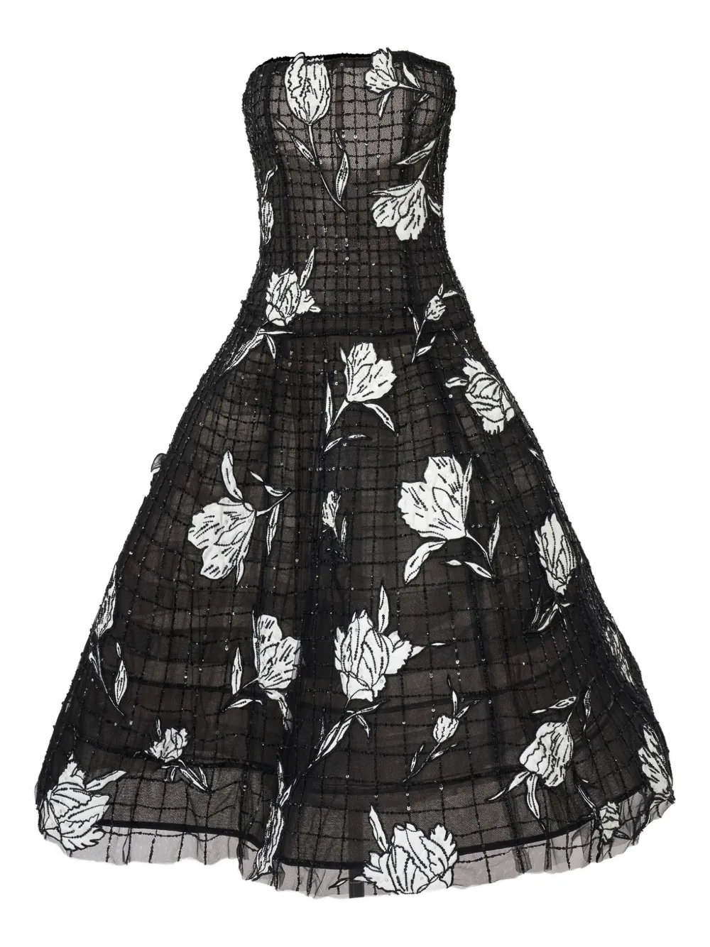 Carolina Herrera floral-embroidered tulle cage dress | Black | Image 1