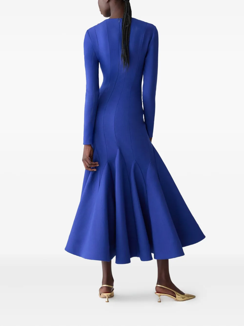 Carolina Herrera floral-appliqué wool dress Blauw