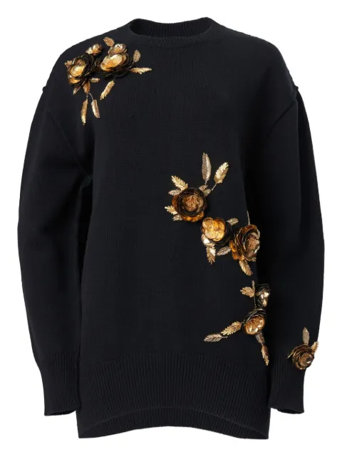 Carolina Herrera floral-embroidered wool-cashmere sweater