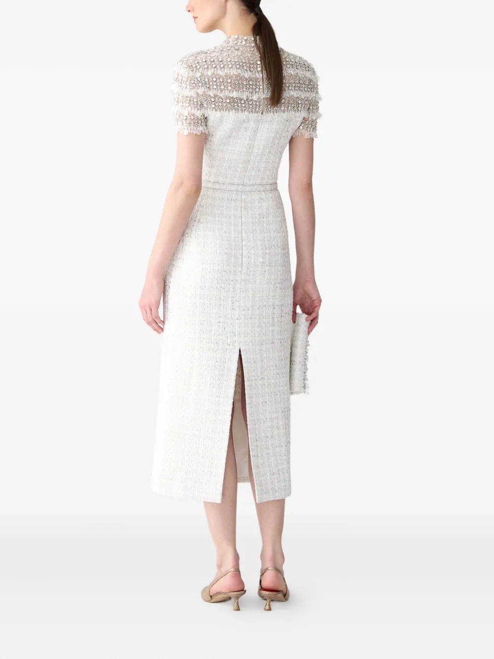 Carolina Herrera Kristallverziertes Tweed-kleid In White
