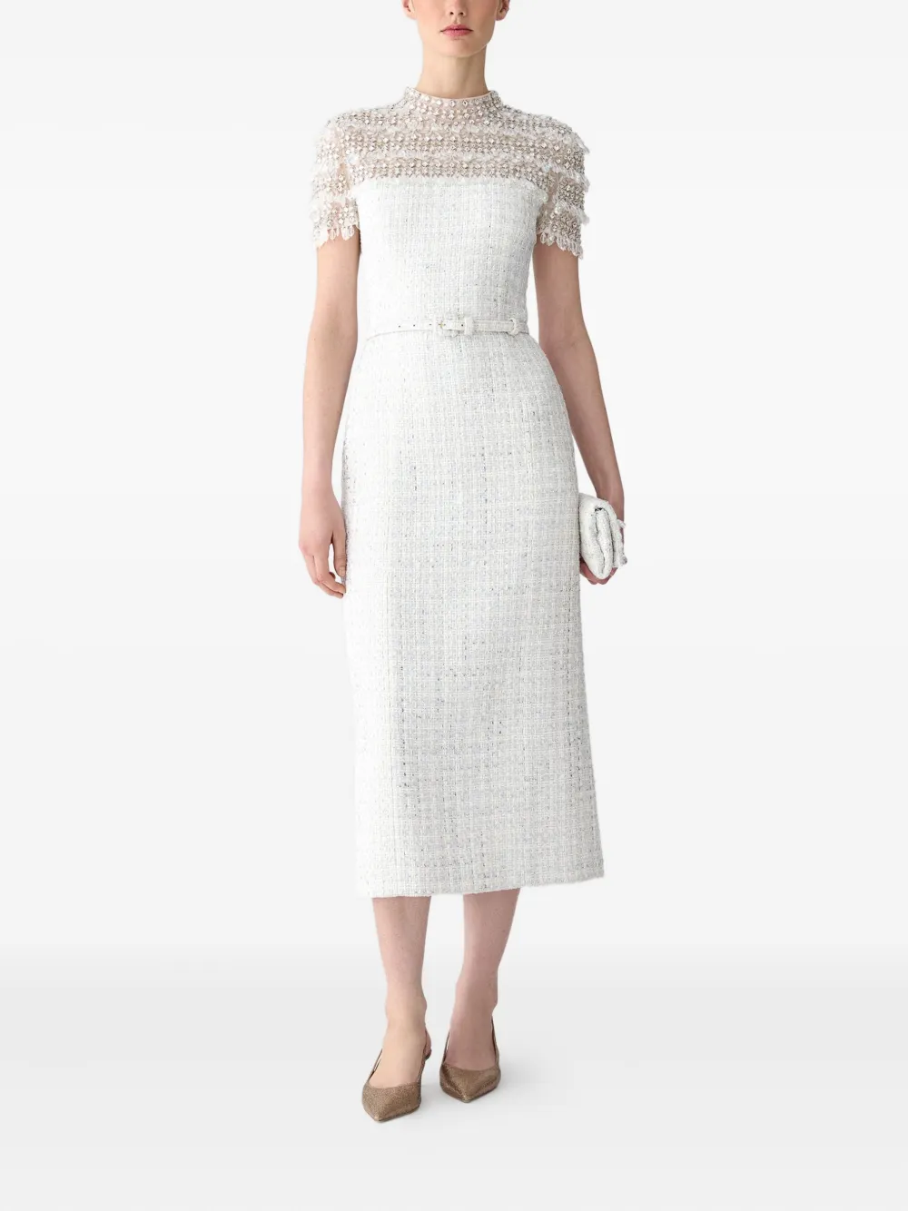 Carolina Herrera فستان ميدي تويد مزين بكريستال | فساتين حفلات | Image 2