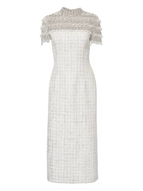 Carolina Herrera crystal-embellished tweed midi dress